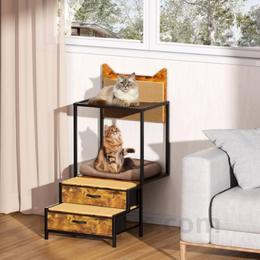 Cat Tree Staircase with Storage Drawers