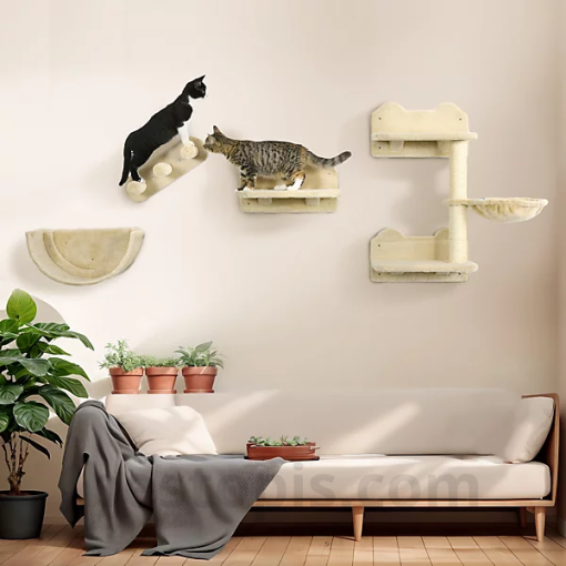 Wall-mounted Cat Tree with Hooks